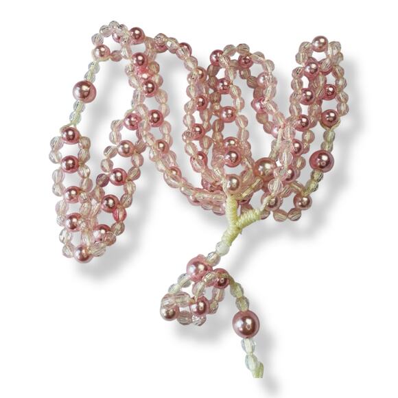 Vintage Pink Plastic Double Strand Rosary - Picture 2 of 4